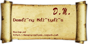 Demény Mátyás névjegykártya