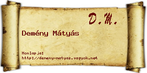 Demény Mátyás névjegykártya